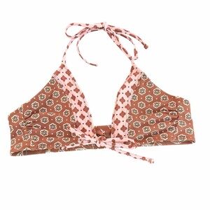 Women’s Brown and Pink Floral Triangle Bikini Top